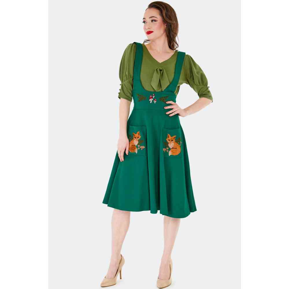 Voodoo Vixen - Forest Fox Pocket Flare Rok - Groen